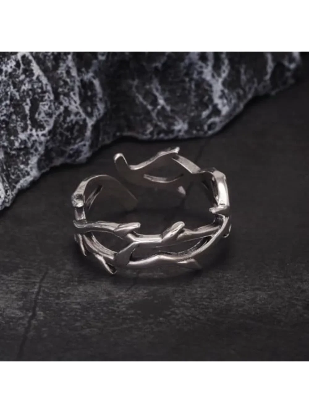 Adjustable 925 Sterling Silver Gothic Crown of Thorns Ring for Men & Women
